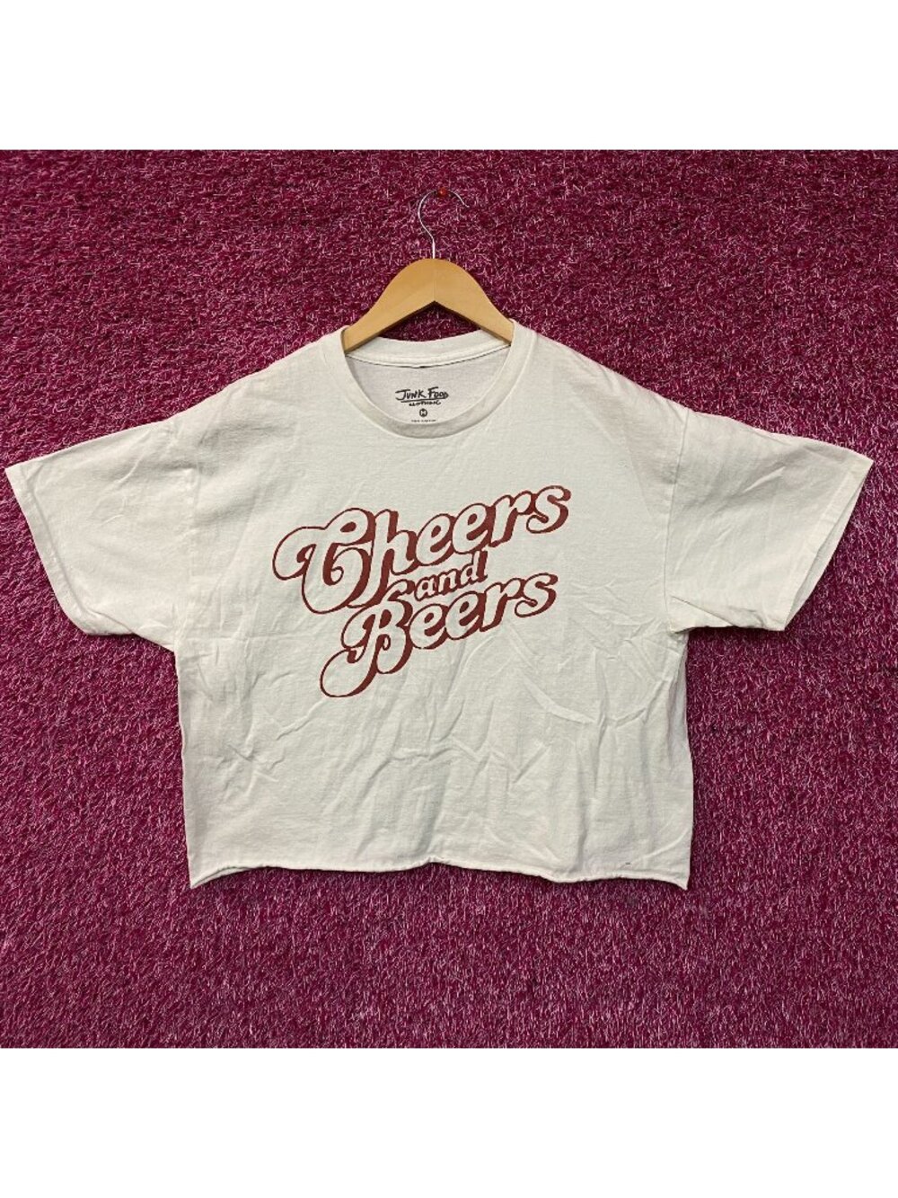 Junk Food Clothing Cheers and Beers Cropped Graphic T-Shirt Medium